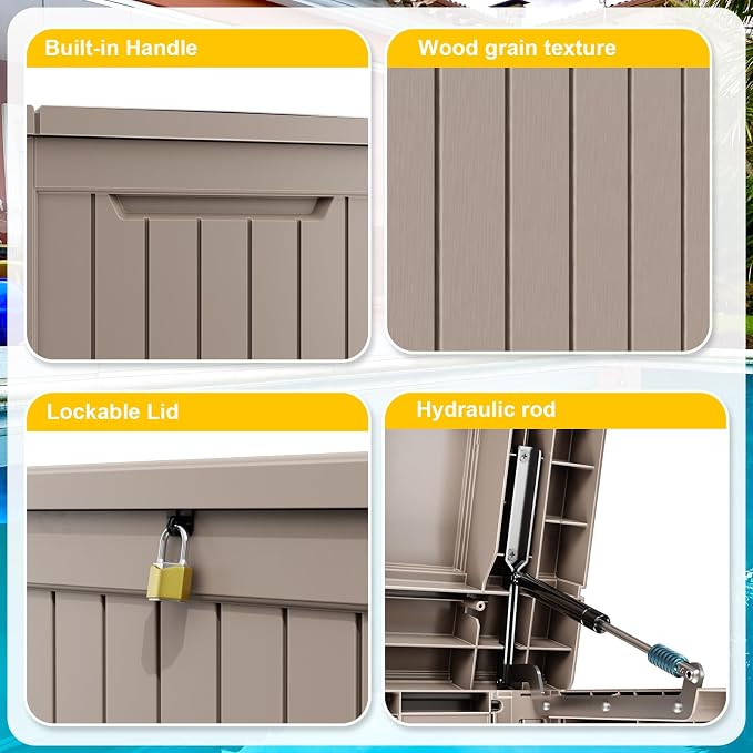 Deck Box - 280 Gallon Large Outdoor Storage box, Waterproof Patio Furniture and - Image 5