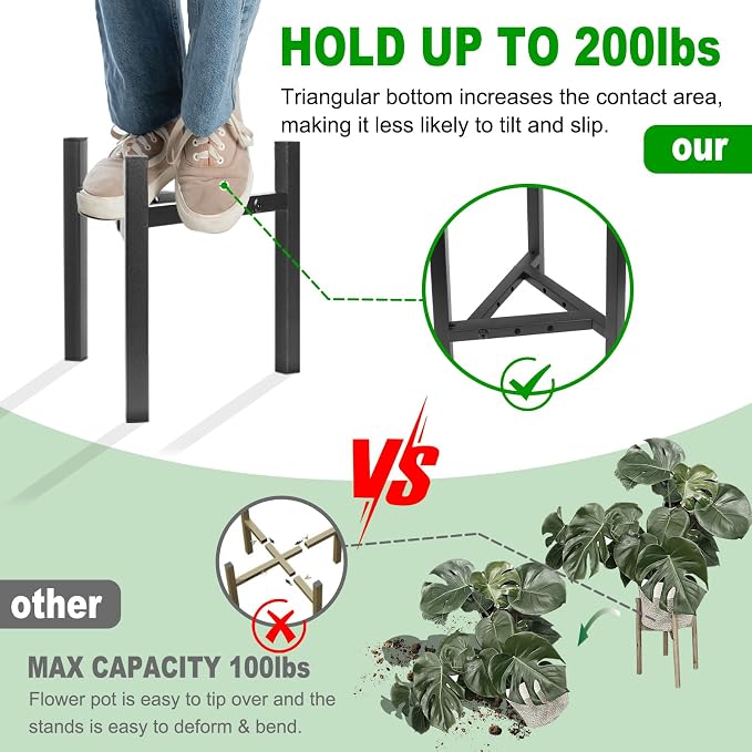 Airpark Plant Stand Indoor Adjustable, Metal Modern Plant Stands, Heavy Duty - Image 9