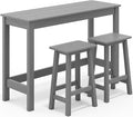 SERWALL 3-Piece Outdoor Bar Set, Rectangular All Weather HDPE Bar Height Patio by SERWALL