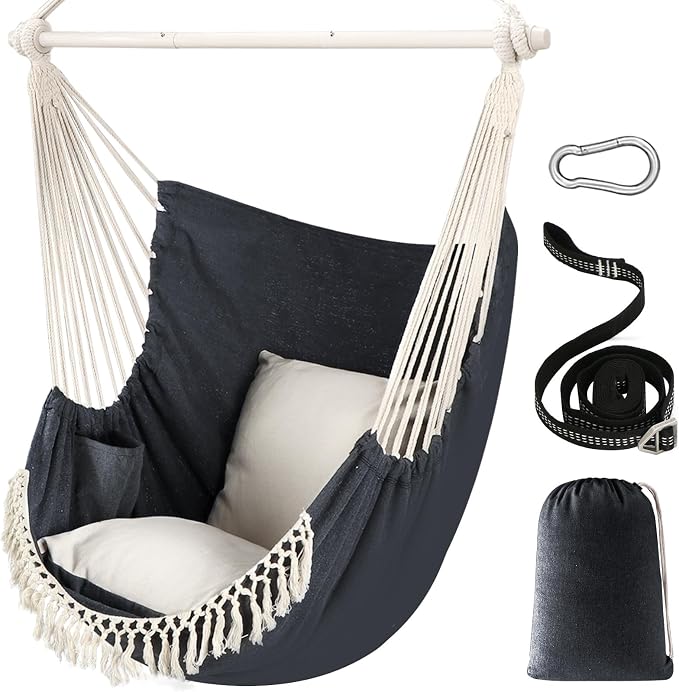 Chihee Hammock Chair Hanging Swing Max 500 Lbs 2 Cushions Included Steel by Chihee
