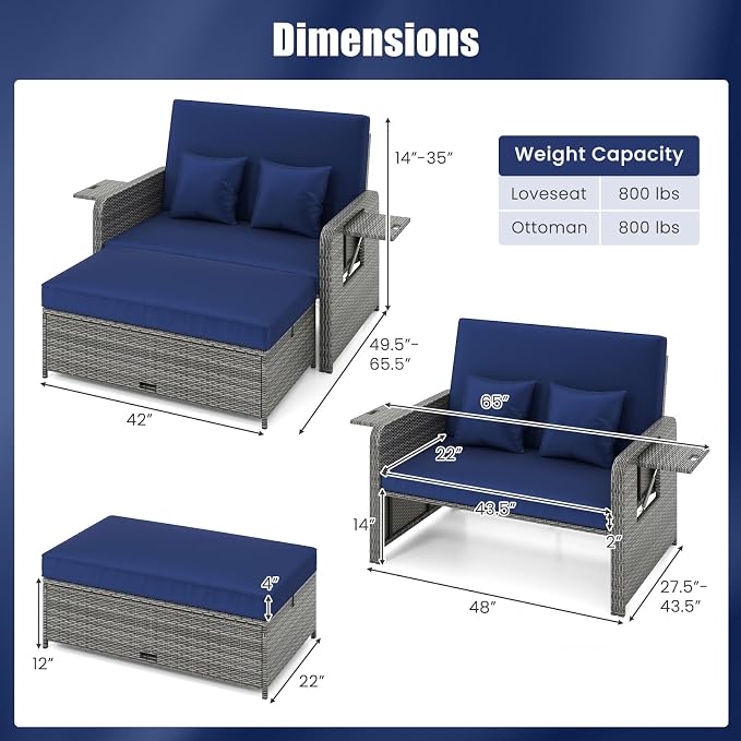 HAPPYGRILL Patio Rattan Wicker Daybed - Image 9