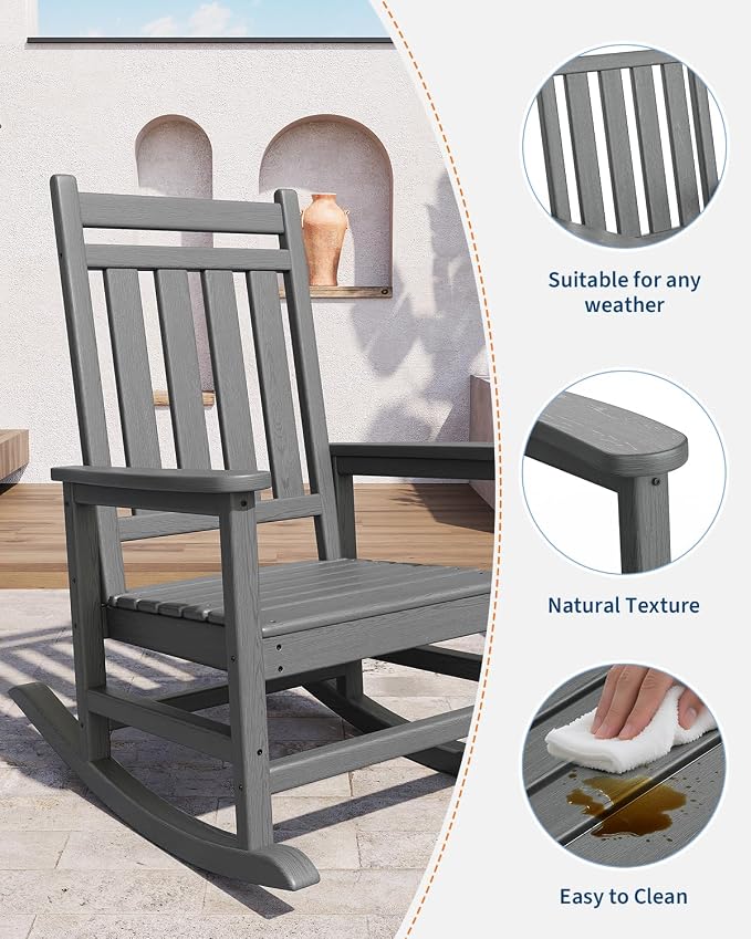 GarveeLife Poly Lumber Rocking Chair Outdoor - Image 4