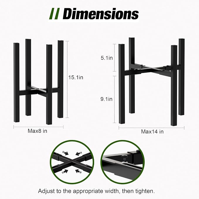 Urban Deco Adjustable Metal Plant Stand Outdoor & Indoor Planter - Image 2