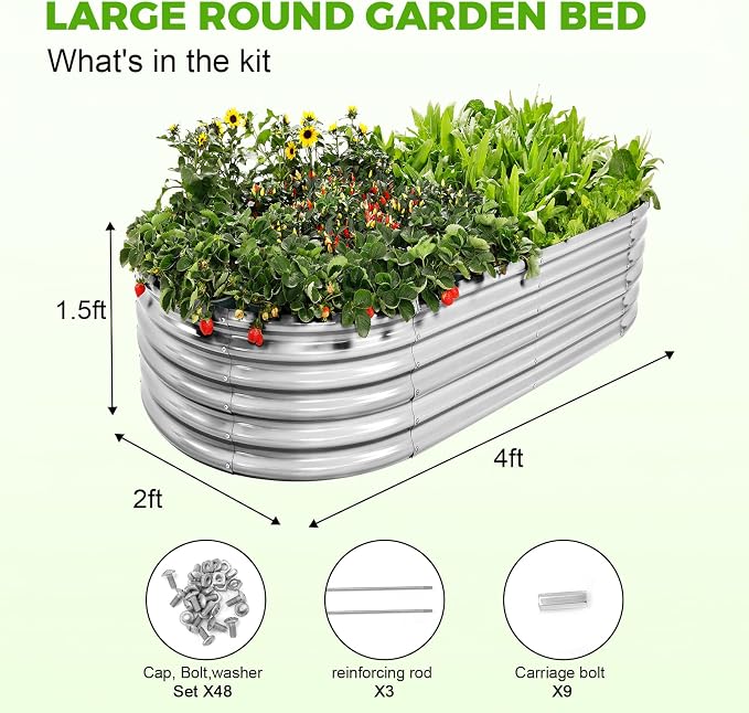 Land Guard 4×2×1.5ft Galvanized Raised Garden Bed Kit, Galvanized Planter - Image 2