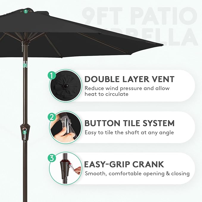 JEAREY 9FT Outdoor Patio Umbrella Outdoor Table Umbrella - Image 2