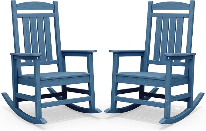 SERWALL Rocking Chairs Set of 2, HDPE Outdoor Rocking Chair, All-Weather Porch by SERWALL
