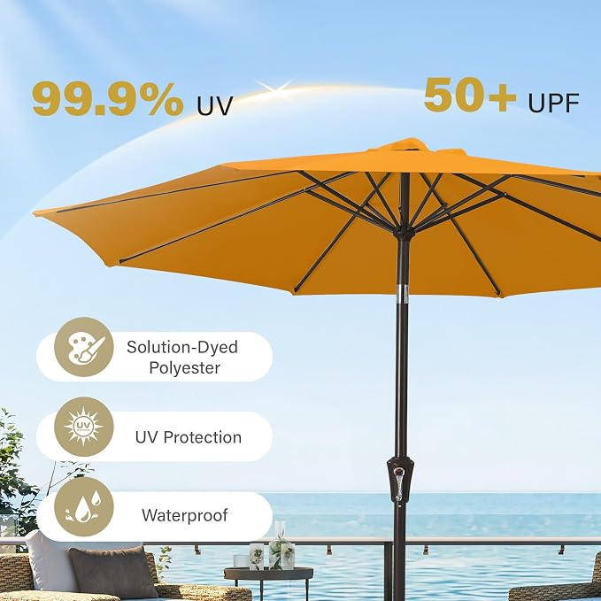 MEWAY 9ft Patio Umbrella Outdoor Table Umbrellas - Image 6