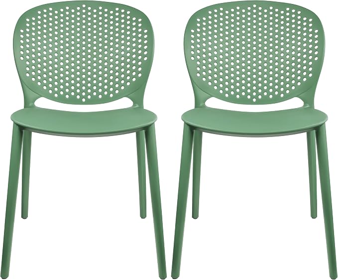 2xhome Set of 2 Patio Dining Chairs | Modern Stackable Outdoor Pool Side Chair by 2xhome