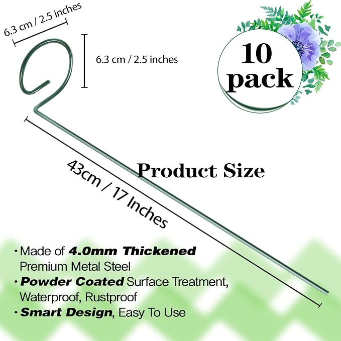 HiGift 10 Pack 17 inches Plant Support Plant Stakes - Image 4