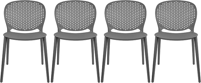 2xhome Set of 4 Patio Dining Chairs | Modern Stackable Outdoor Pool Side Chair by 2xhome