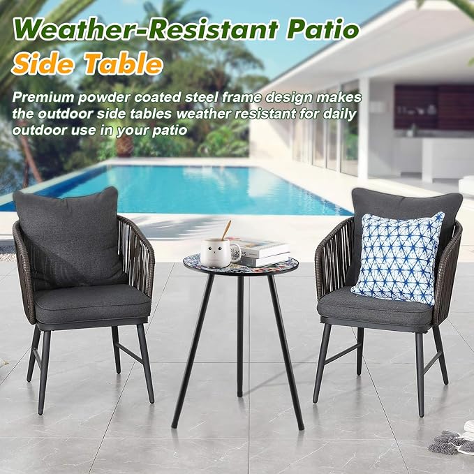 1 Pack Metal Outdoor Side Table Small Outside Round End Table - Image 5