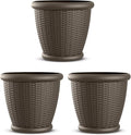 Suncast 3 Pack Wicker Planter w/Drillable Drain Holes, Decorative by Suncast