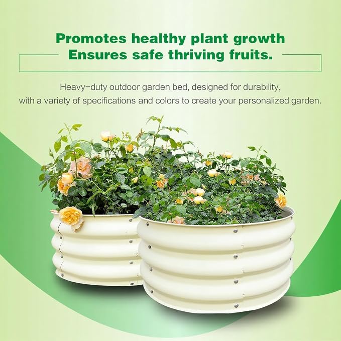 GARDMAX 2 Pack 2x2x1FT Galvanized Round Raised Garden Bed Kit, Metal Planter - Image 4