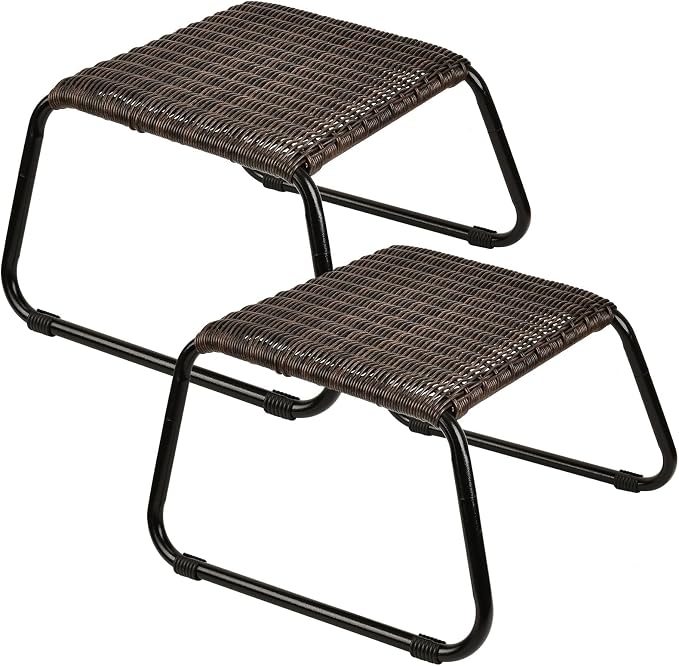 Patio Ottomans Outdoor Footstool, Wicker Rattan Garden Furniture All Weather - Image 8
