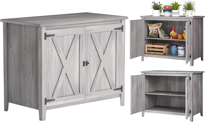 Outsunny Wood Garden Shed, Compact Outdoor Storage Cabinet Potting Shed by Outsunny