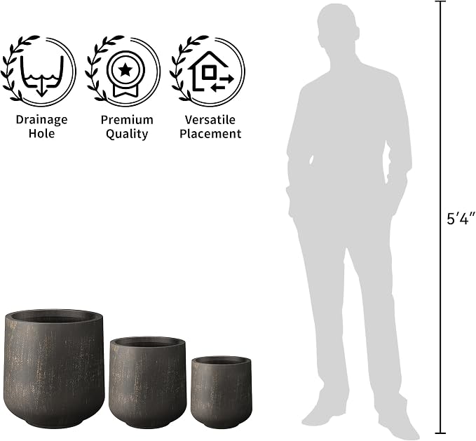 Kante 15.3"+11.6"+8.2" Dia Round Concrete Planter, Large Outdoor Indoor Planter - Image 7