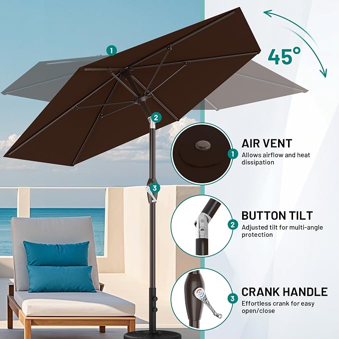AreShark 7.5FT Patio Umbrella Table Market Umbrella - Image 7