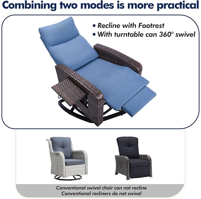 Outdoor Recliner Chair, Wicker Patio Recliners - Image 6