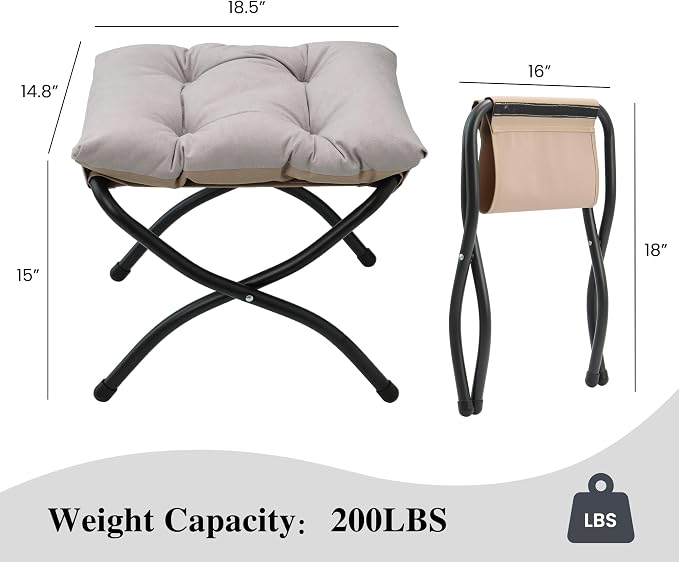 15" Folding Ottoman, Foldable Footrest Stool, Portable Small Foot Stool - Image 3