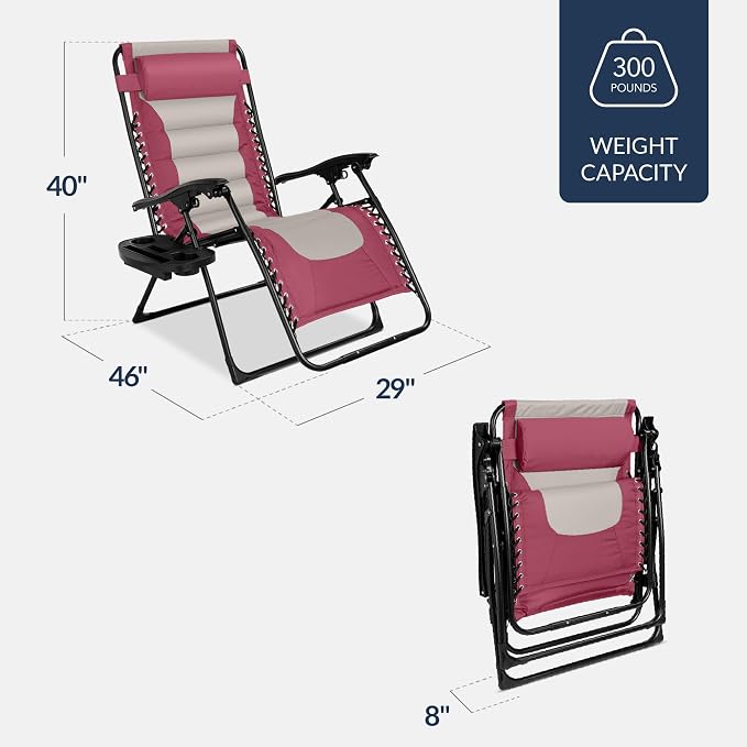 Best Choice Products Oversized Padded Zero Gravity Chair, Folding Outdoor Patio - Image 3