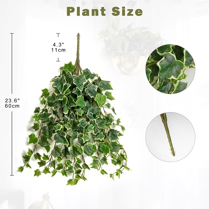 Hollyone 2pcs Artificial Hanging Plants 24" Fake Ivy Vine Faux Ivy Leaves - Image 2