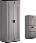 Suncast Tall Storage Cabinet, Platinum Resin Garage Storage Cabinet by Suncast