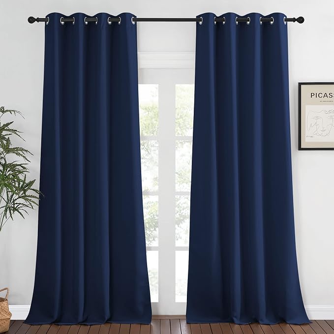 NICETOWN Blackout Navy Curtain for Windows 102 inch Length, Grommet Energy by NICETOWN