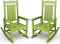KINGYES Outdoor Rocking Chair Set of 2, High Density Polyethylene Patio Rocking by KINGYES