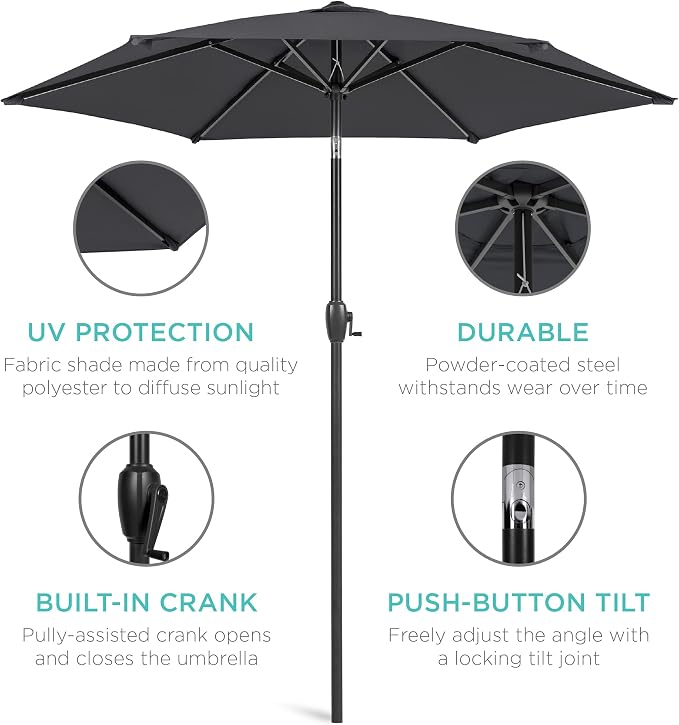 Best Choice Products 7.5ft Heavy-Duty Round Outdoor Market Table Patio Umbrella - Image 5