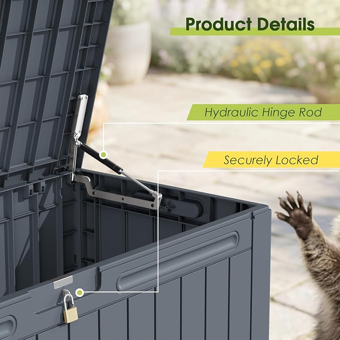 Devoko 100 Gallon Outdoor Storage Box, Waterproof Resin Deck Box - Image 7