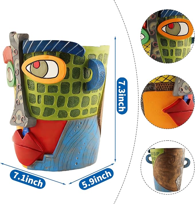 Abstract Face Planters Pots Head, Unique Head Planter - Image 3