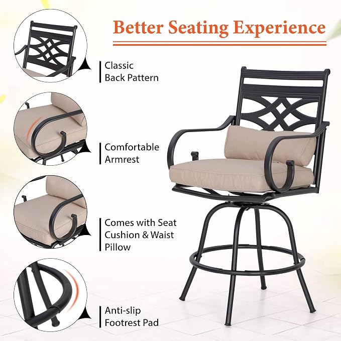 Sophia & William 5 Piece Patio Bar Set, Patio High Dining Set - Image 3