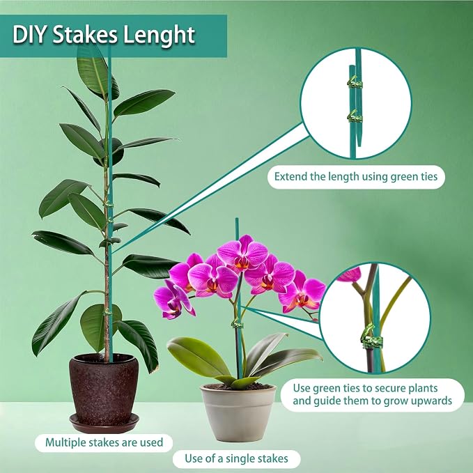 Bamboo Plant Stakes 50PCS, 18Inch Natural Bamboo Garden Stakes, Supports Indoor - Image 3