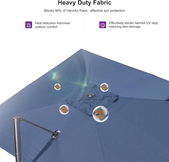 PURPLE LEAF 9' X 11.5' Rectangle Cantilever Umbrella - Image 4