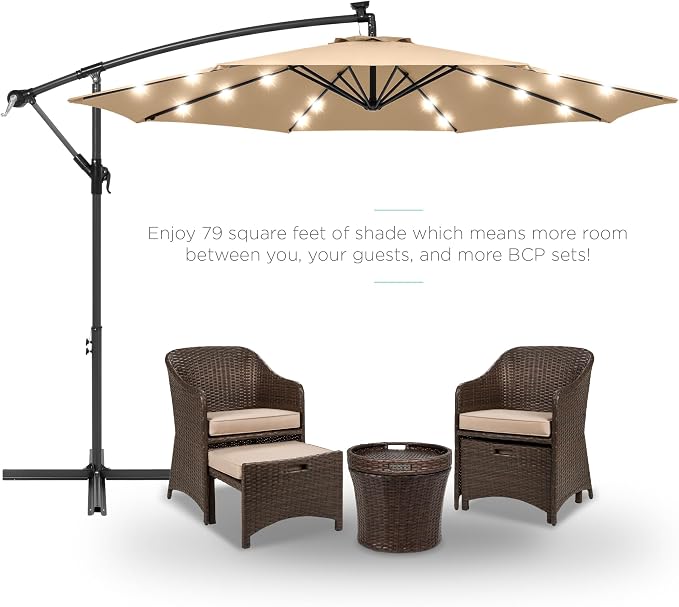 Best Choice Products 10ft Solar LED Offset Cantilever Hanging Market Patio - Image 2