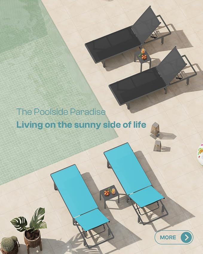 Pool Lounge Chairs Set of 3，Outdoor Lounge Chairs - Image 3