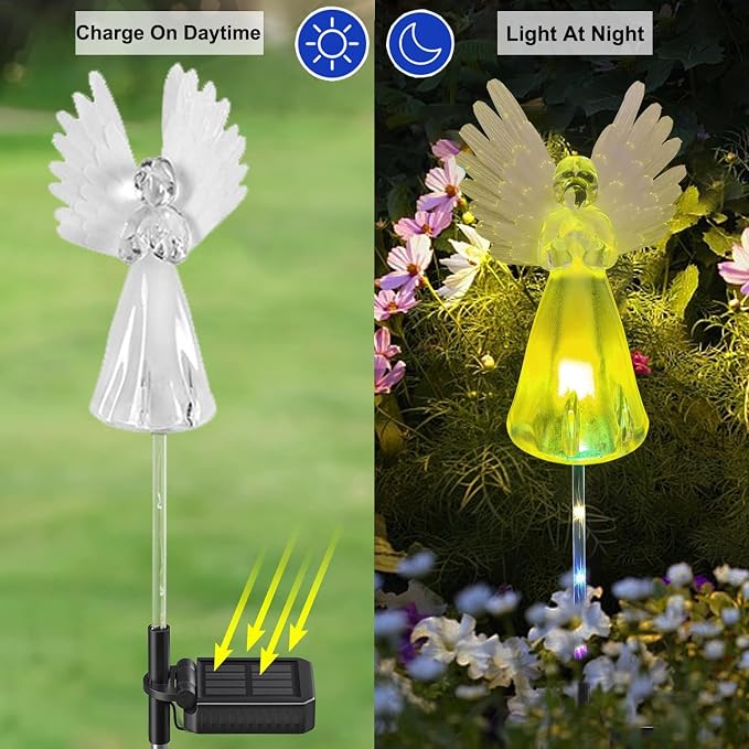 4 Pack Solar Angel Lights Outdoor Decor, Decorative Color Changing Waterproof - Image 3