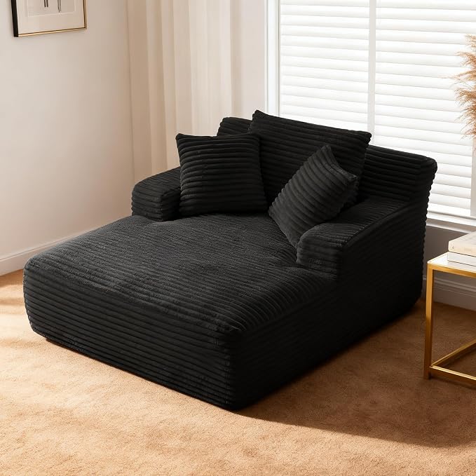 66" Chaise Lounge Chair Indoor, Oversized Boneless Couch Comfy Upholstered by VEPXXP