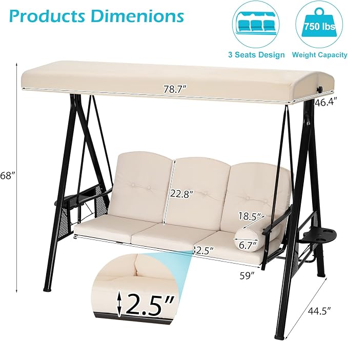 AECOJOY Outdoor Porch Swing - Image 5