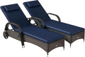 Outsunny Wicker Outdoor Chaise Lounge Set of 2, 5-Level Adjustable Backrest PE by Outsunny