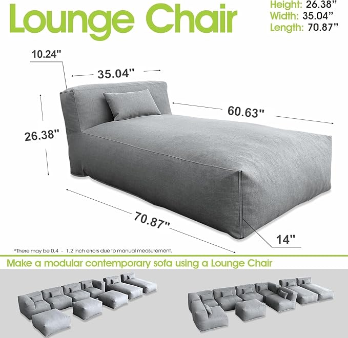 Outdoor Bean Bag Lounger Chair, Big Comfy Outdoor Daybed - Image 2