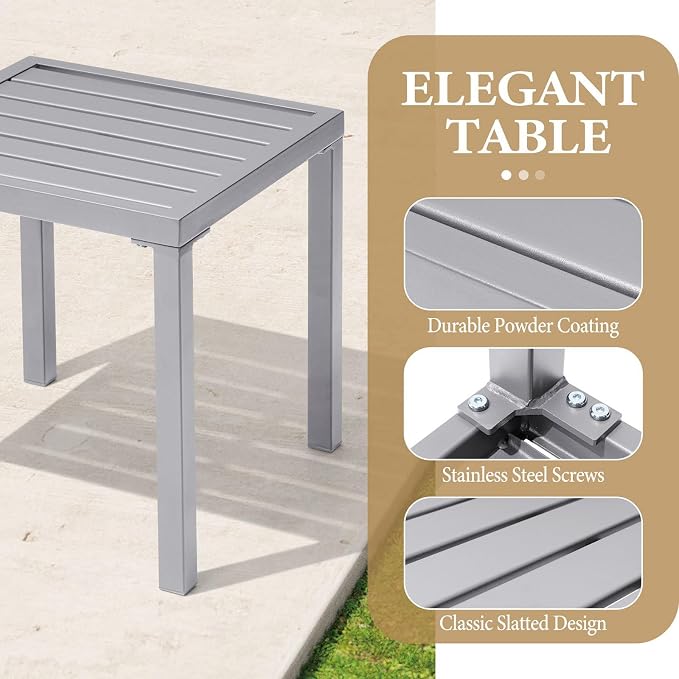 Crestlive Products Outdoor Side Table, Small Square Metal End Table Easy - Image 4