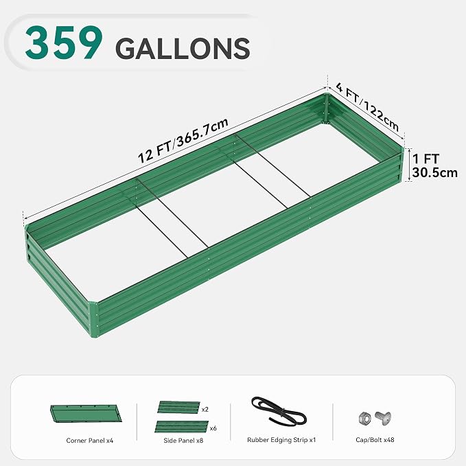 YITAHOME 144x48x12 in Galvanized Raised Garden Bed Kit, Large Metal Planter Box - Image 9