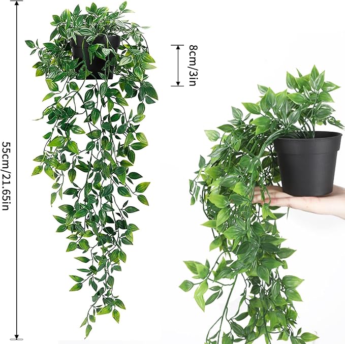 Whonline 3 Pack Artificial Hanging Plants Fake Plants - Image 2