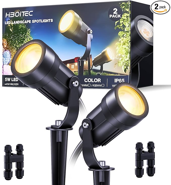 HIBOITEC LED Low Voltage Landscape Spotlights，IP65 Waterproof Outdoor Spot by HIBOITEC