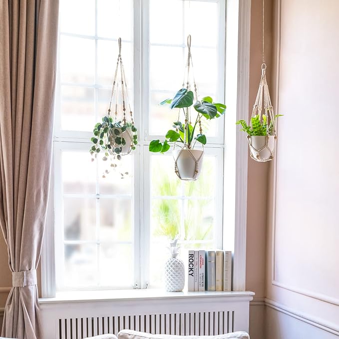 Mkono Macrame Plant Hanger Indoor Hanging Planter Basket - Image 4