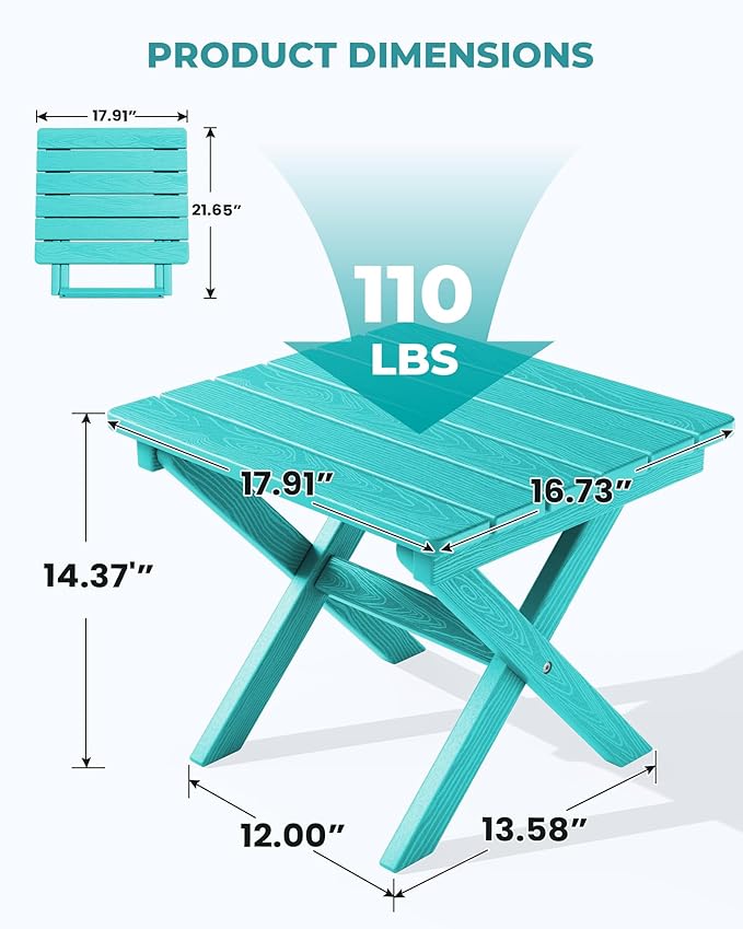 SERWALL Adirondack Side Table, No Assembly Outdoor End Table, HDPE Small - Image 3