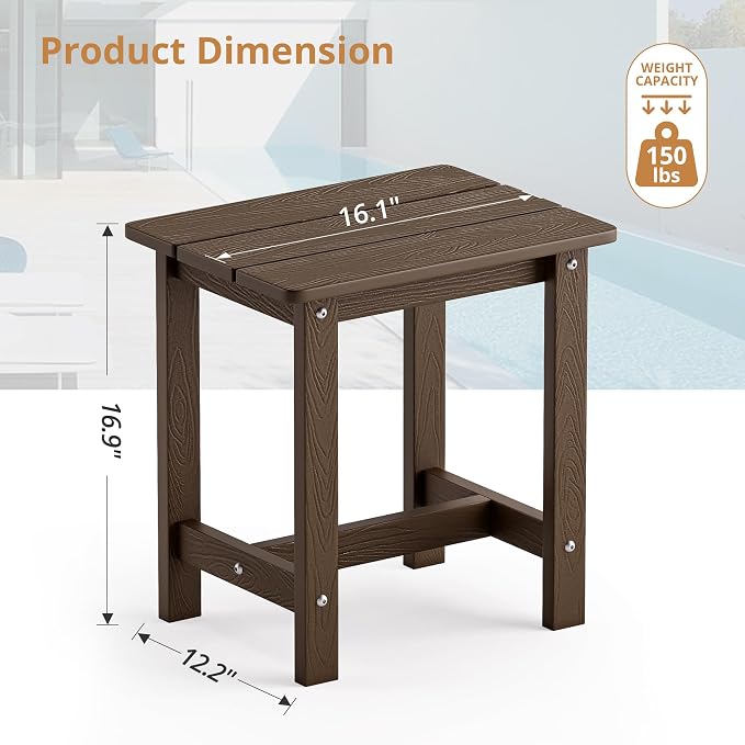 LUE BONA Outdoor Side Table, HDPS Small Outdoor Adirondack Side Tables - Image 3