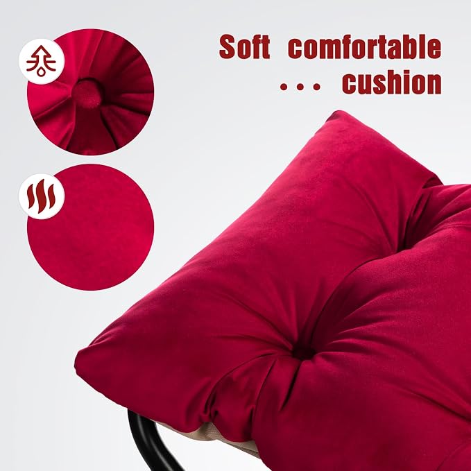 HollyHOME 15" Folding Footrest Stool, Upholstered Small Foldable Ottoman - Image 4