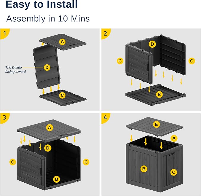 EAST OAK Outdoor Storage Box, 31 Gallon Deck Box, Waterproof Resin Storage Bin - Image 6